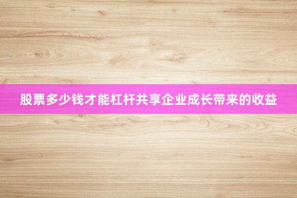 股票多少钱才能杠杆共享企业成长带来的收益