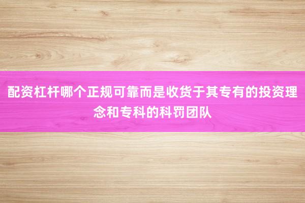 配资杠杆哪个正规可靠而是收货于其专有的投资理念和专科的科罚团队