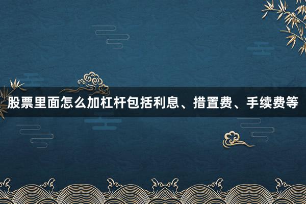 股票里面怎么加杠杆包括利息、措置费、手续费等
