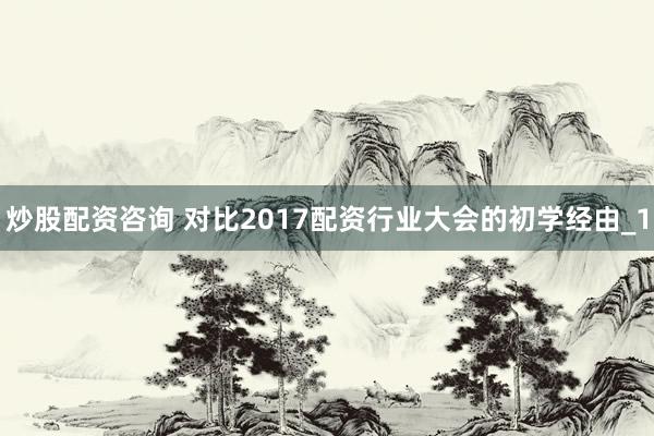 炒股配资咨询 对比2017配资行业大会的初学经由_1